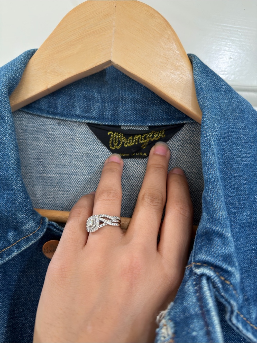 Classic medium Wash Blue Denim WRANGLER Jacket sz S/M Ladies